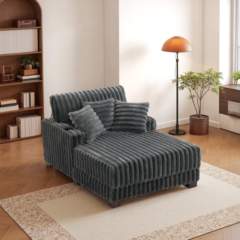 Upholstered Chaise Lounge, Dark Grey 