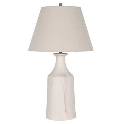 Eastlake Cream Ceramic Table Lamp with Fabric Shade – Elegant & Cozy
