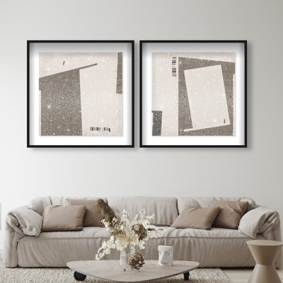 Structural Set Shadowbox Abstract Print by Oliver Gal, Black Frame, 12 x 12
