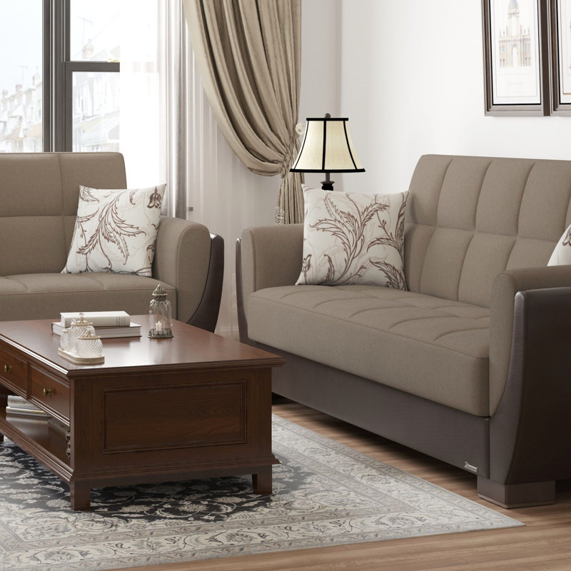 Causeuse convertible avec rangement en polyuréthane Primenest Nimbusflow, Beige