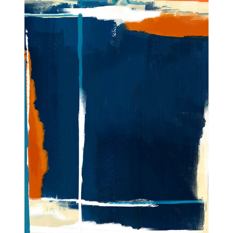 Composition Of Blue And Orange II Painting by Sofia Fox, Outdoor, 59" H x 47" W x 1.5" D