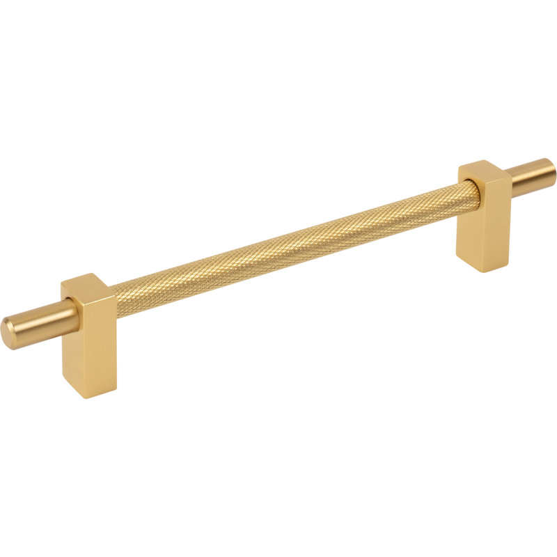 Larkin 3 Knurled Center Bar Pull, 3 3/4", Brushed Gold