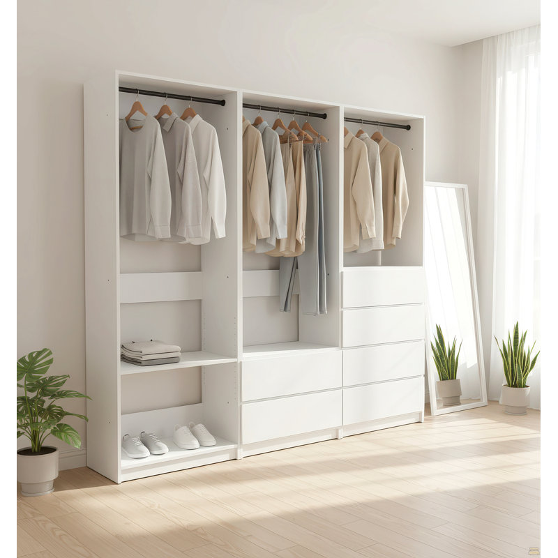 Système de placard autoportant blanc en bois