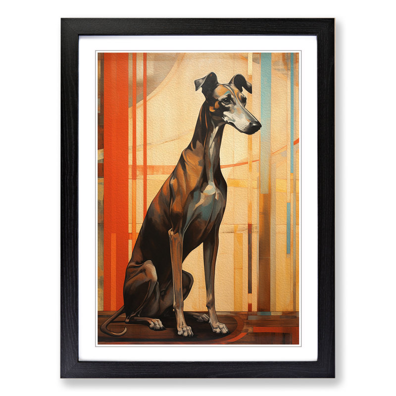Greyhound Art Deco Art - Framed Print