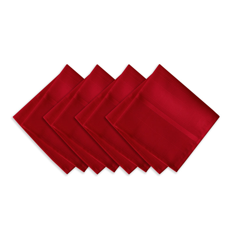 Ramiro Polyester Plaid Square Napkin, Poinsettia Red