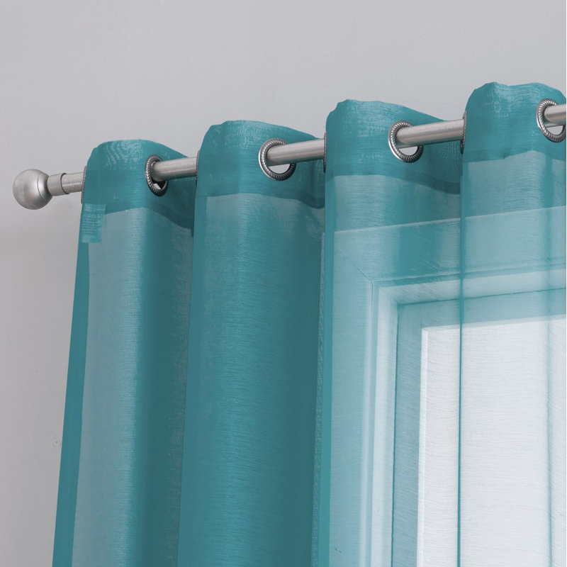 Carmille Semi-Sheer Grommet Curtain Panels, 54" W x 84" L, Aqua Blue (Teal)