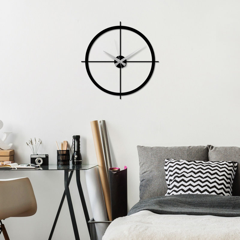 Elegant Black Decorative Metal Wall Clock, 19.3 x 19.3 inches | 100% Metal Construction, Thickness: 0.06 inches | Silent Mechanism, Easy Wall Hanging Design | Perfect for Home or Office Decor, Stylish and Functional