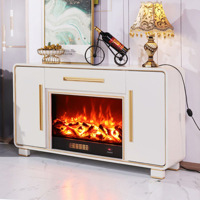 Modern light luxury electric fireplace with simulated fire heating core