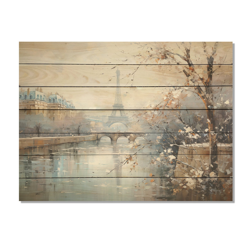 Winter Winter Eiffel Tower City Charm I - City Paris sur impression sur bois, H 10 po x l 20 po x P 0,78 po