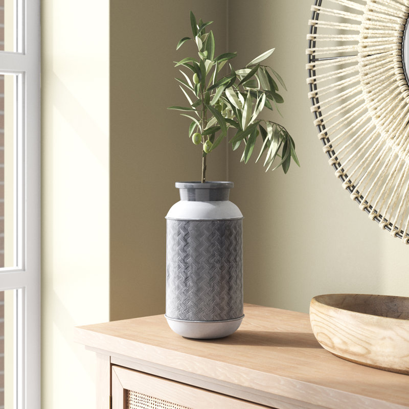 Desdra Stoneware Table Vase, 15" H x 7" W x 7" D, Gray
