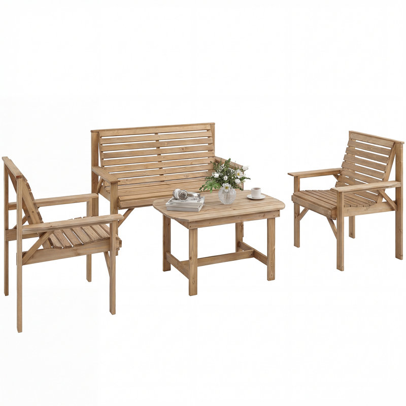 Garden Sofa Set, Natural Wood