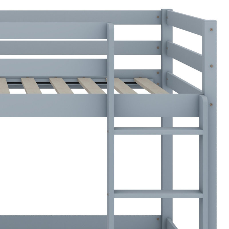 Lit superposé en bois avec échelle, Gris
