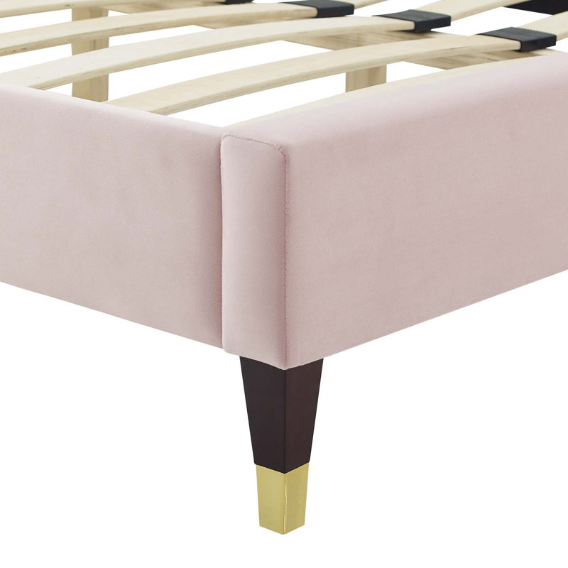 Lit plateforme en velours Performance Modway Phillipa, Très grand, Rose