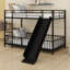 Metal Bunk Bed With Slide And Guardrails-196571182