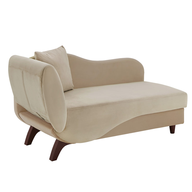 Gaven Velvet Chaise Lounge, Dark Beige/Light Beige, Left Hand Facing