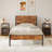 3 Piece Farmhouse Industrial Bedroom Set, Wood Platform Bed & 2 Nightstands, Queen Size Bed Frame with Headboard & Footboard, Nightstand with Drawers & Open Shelf Storage, No Box Spring Needed-486971167-502780581