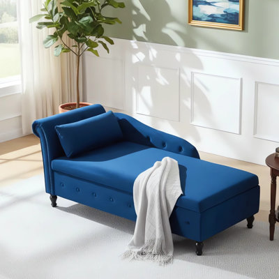 Maci 74"L Oversized Upholstered Velvet Storage Deep Seat Chaise Lounge with Hidden Storage