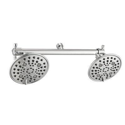Modern Dual Rain Shower System with Fixed Double Shower Heads, Adjustable Angle & Easy-Clean Nozzles, Chrome Finish
