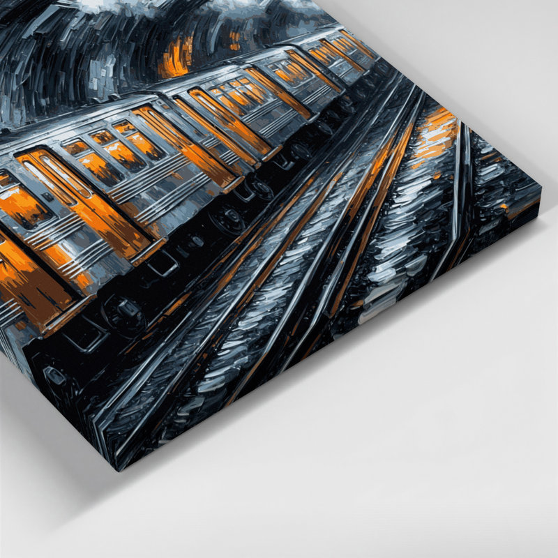 «Transport Subway and metro train art», art mural sur toile grise, H 20 po x l 30 po