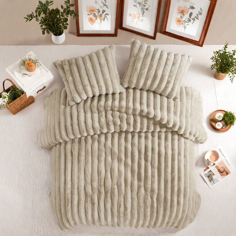 Ensembles de literie ultra doux, polyester fausse fourrure côtelée maison moderne