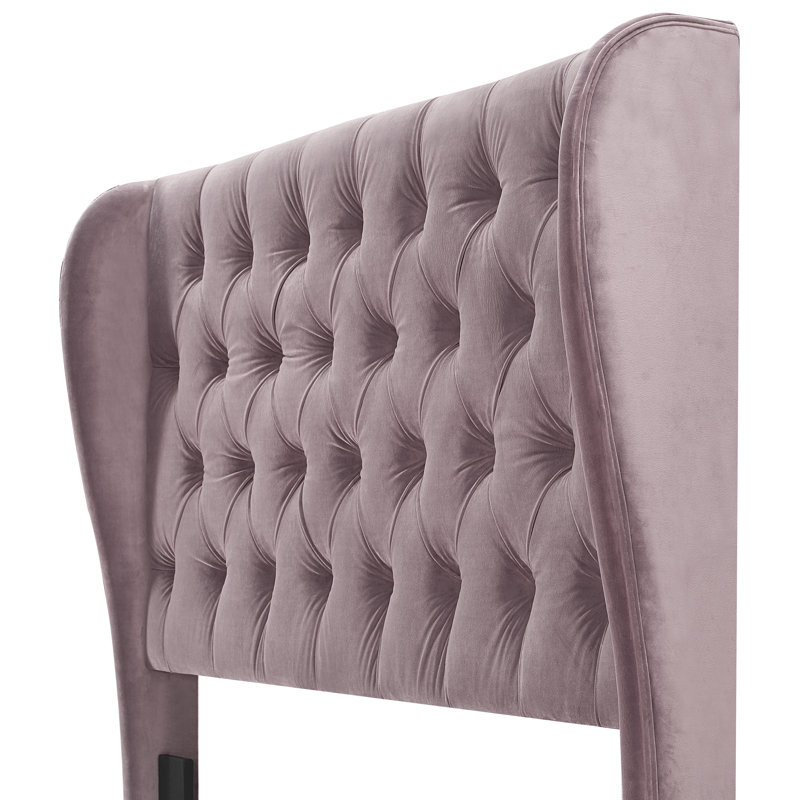 Upholstered Wingback Headboard, Queen, Dusty Mauve