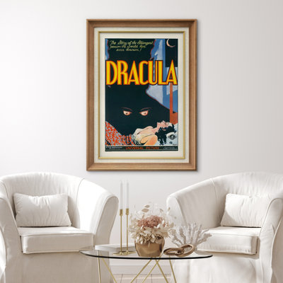 Dracula Minimal Horror Movie Poster Artwork, Vintage Gothic Pictures, Framed Canvas Giclee Print Wall Art.