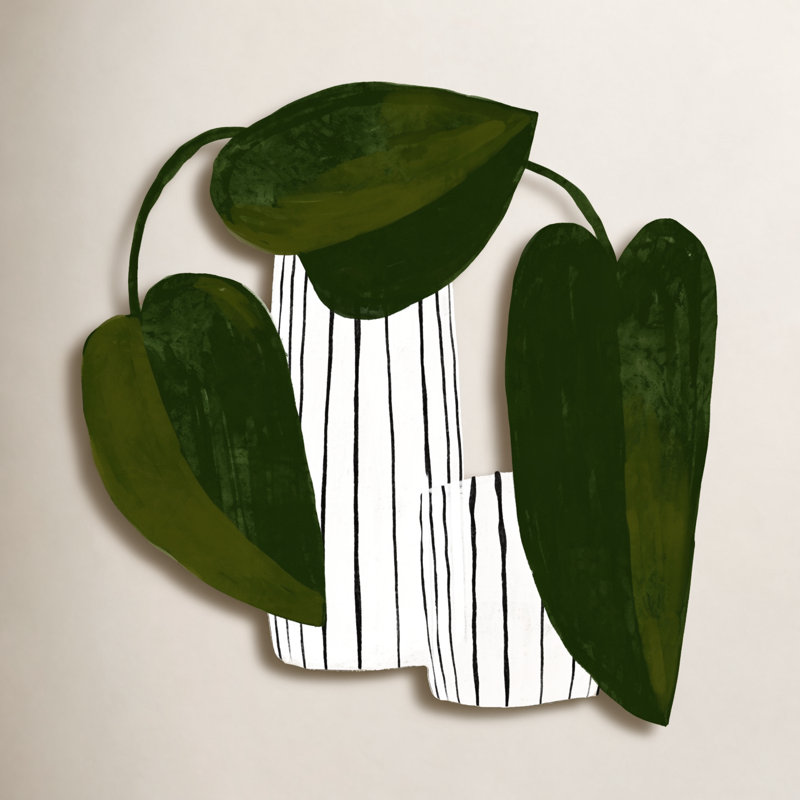 Vases rayés Juba - Peinture sur papier, Noir, H 16 po x l 16 po x P 1,25 po
