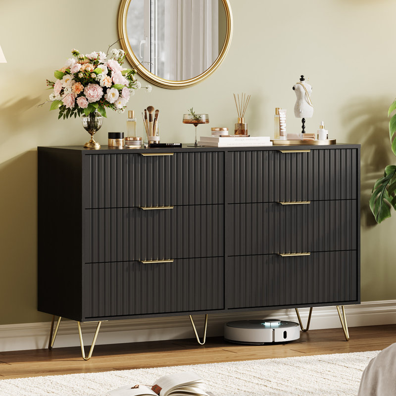 40 cm W Chest of 6 Drawers, Black