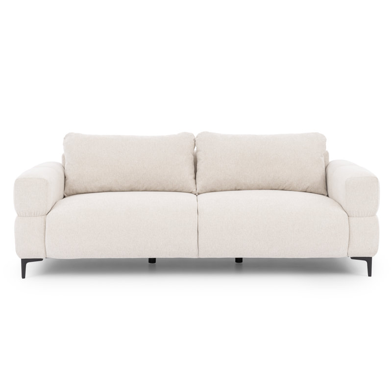3-seater Sofa Cardea With optic In Soft Textured Fabric And High Seating Comfort, Cream