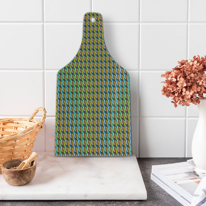 Ambesonne Abstract Tempered Glass Cutting Board Colorful Rhythmic Motif Multicolor