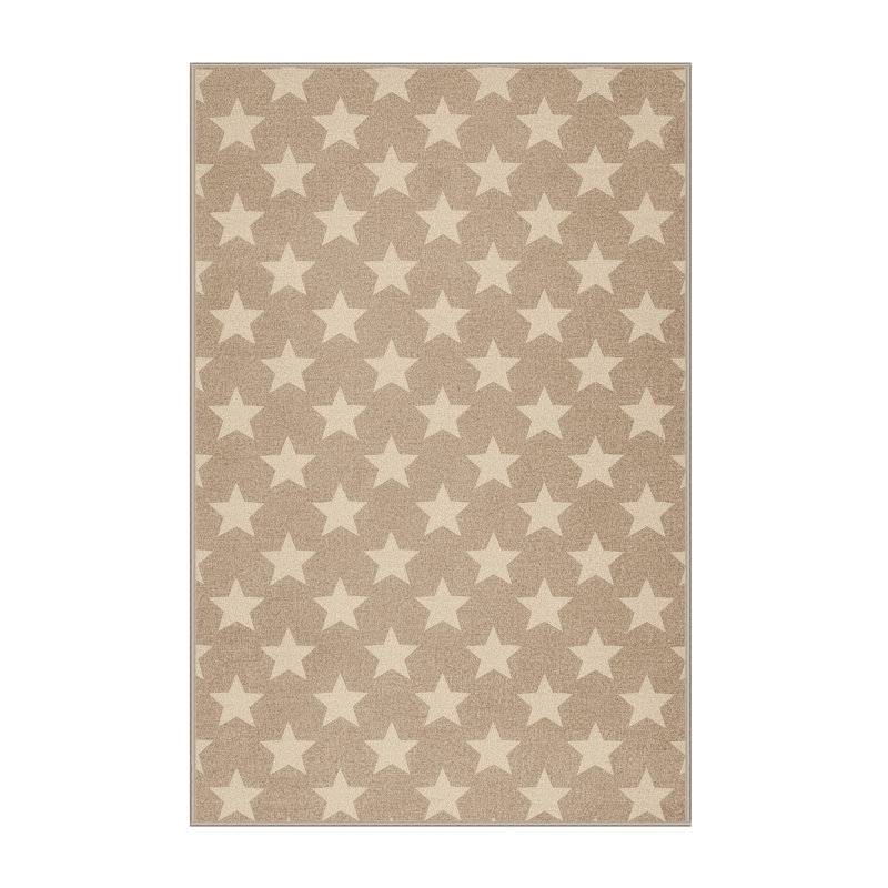 Soft Plush Faulk July 4Th Modern & Contemporary Abstract Area Rug in Beige – Beige Binding, 5x8
