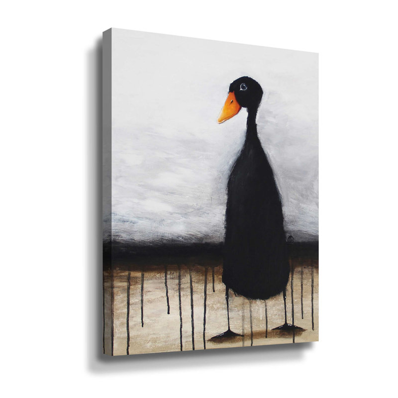 Le canard noir - peinture sur toile, H 10 po x l 8 po x P 2 po, Toile tendue