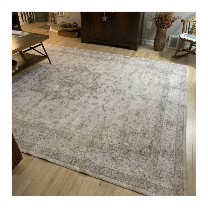 Stella Machine Washable Oriental Area Rug - Ivory, Rectangle 9' x 12'