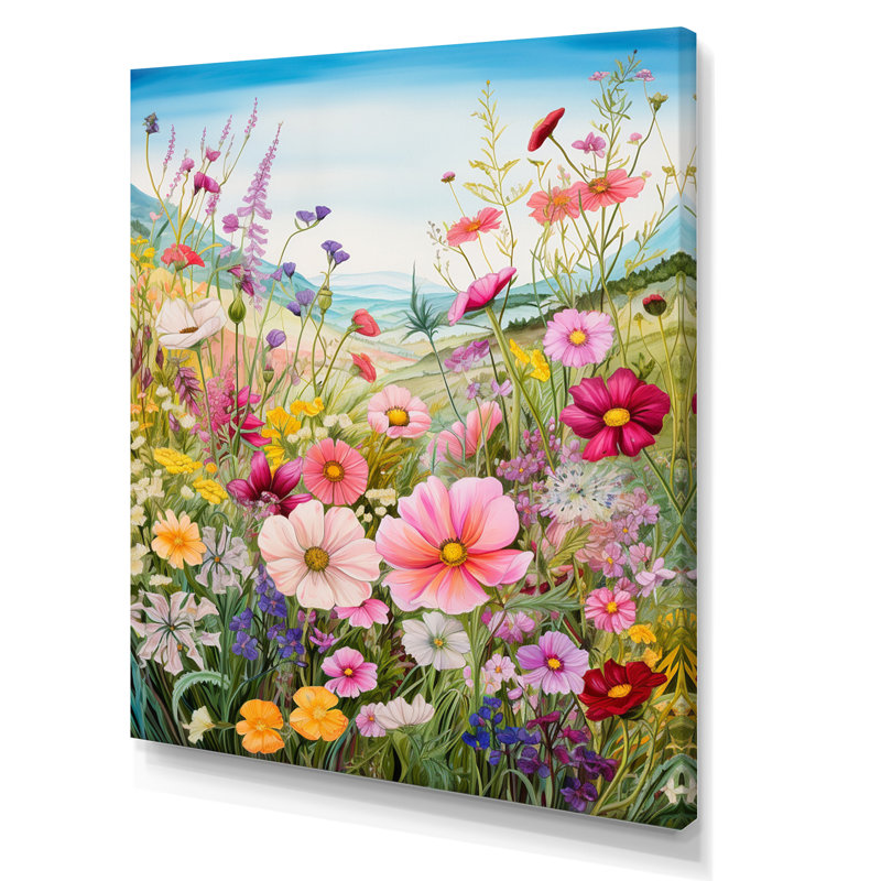 Célébration de fleurs sauvages printanières sur toile, H 44 po x l 34 po x P 1,5 po, Toile tendue