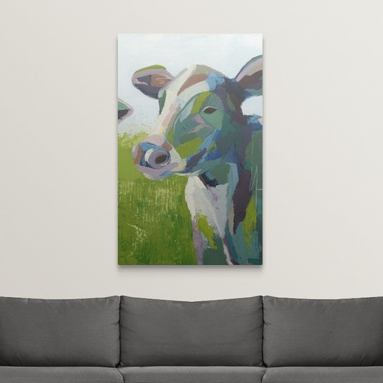 «Painterly Cow III» par Grace Popp - reproduction d'art, H 19 po x l 12 po x P 1,5 po, Toile