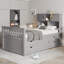 Lit plateforme simple gris avec rangement pour bibliothèque et 4 tiroirs-816530586