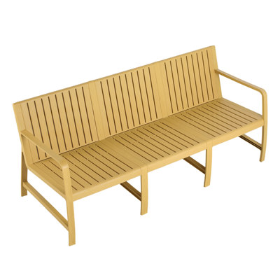 Summer - 1-Piece Indoor/Outdoor Furniture 3-Seater Sofa Waterproof PP Material  - Easy Assembly Patio Conversation Set (Yellow)