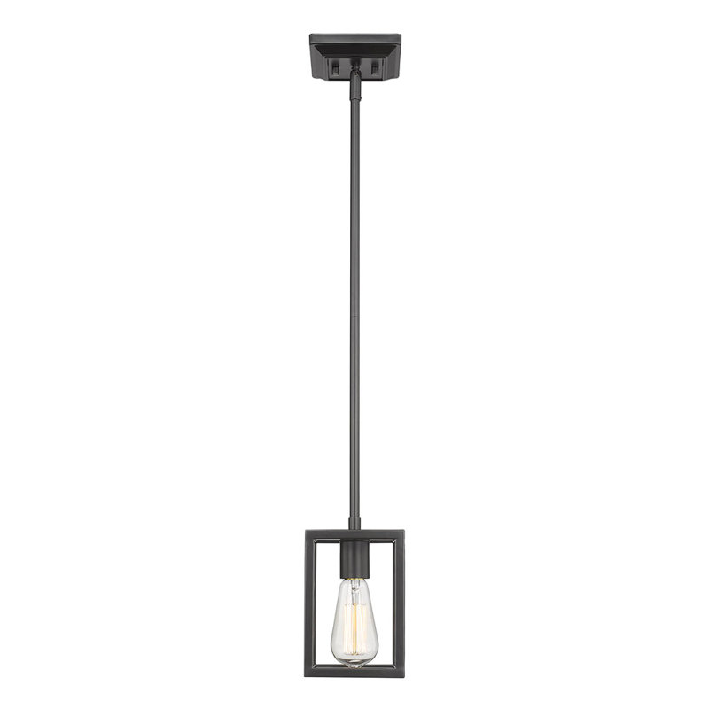 Luminaire suspendu rectangulaire simple à 1 lumière Jynna, Noir mat