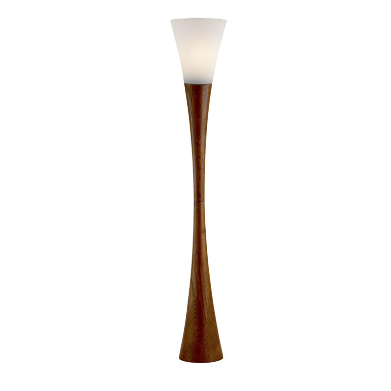 Noga 68" Solid Wood Novelty Floor Lamp With White Cone Shade