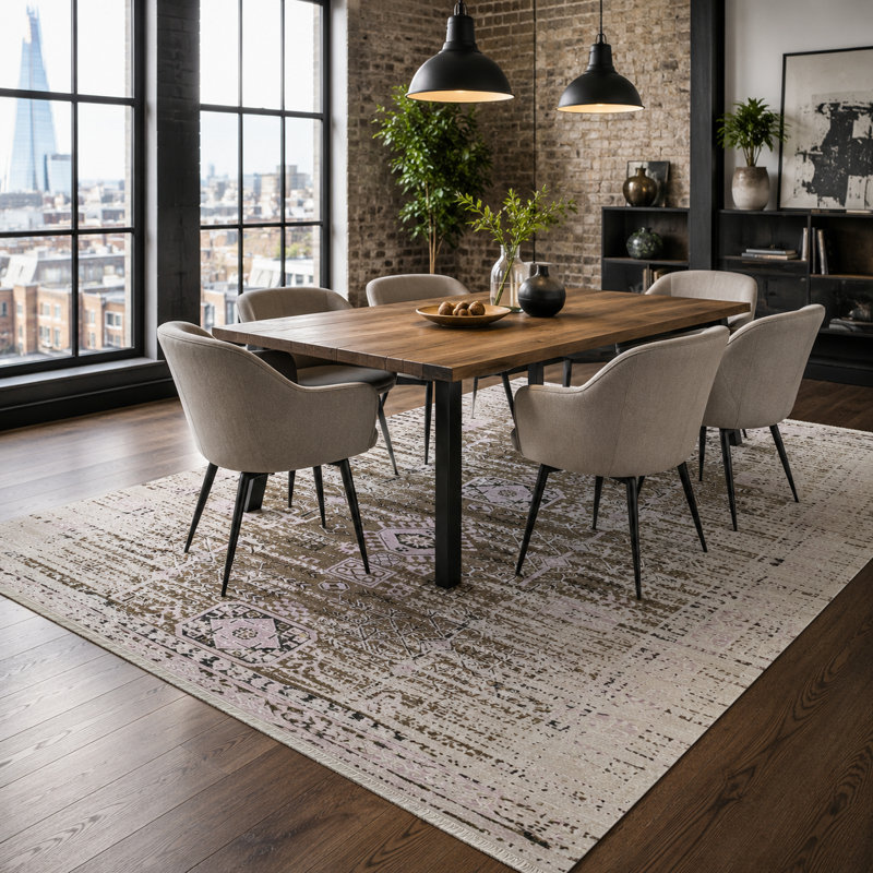 Vintage Look Cotton and Chenille Flatweave Area Rug, 155 x 230 cm