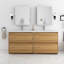 Meuble-lavabo double autoportant 72 po avec plateau en résine intégré 72 po-904313845
