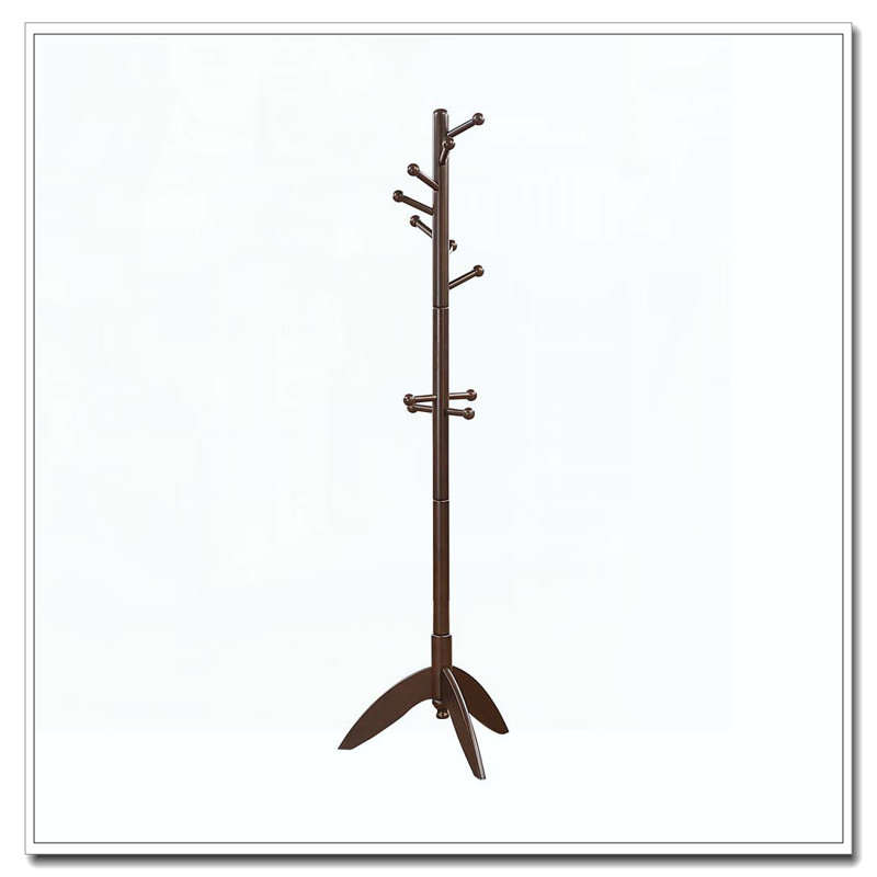 Portemanteau en bois massif, 11 crochets, Marron foncé