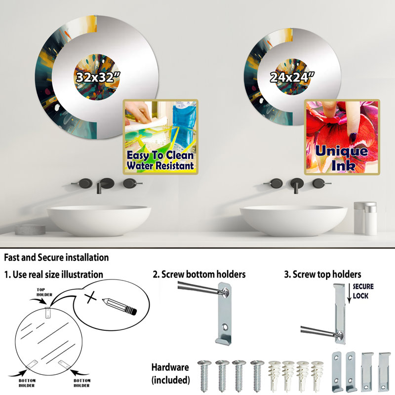 Devlen - Half Circle Wall Mirror, 31,4 po x 31,4 po