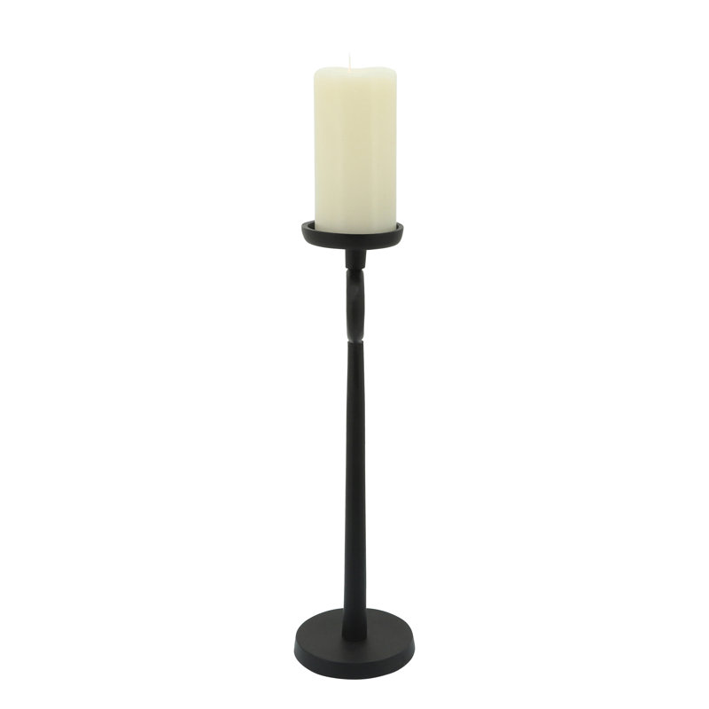 Porte-bougie simple en fer noir moderne, H 17 po x l 5 po x P 5 po, Noir