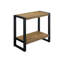 Table d'appoint contemporaine avec plateau en bois de manguier et pieds en métal noir