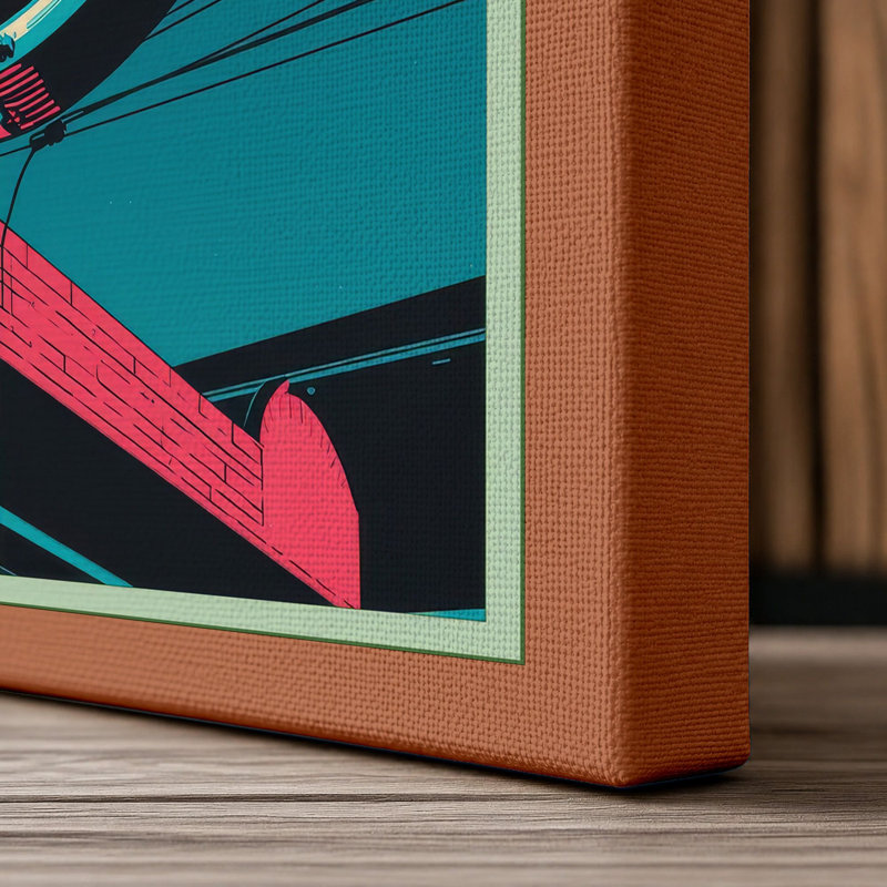 Neon Diner Sign Retro - Wrapped Canvas, 36x24 - 91.4 x 61.0 cm, Terracotta Border