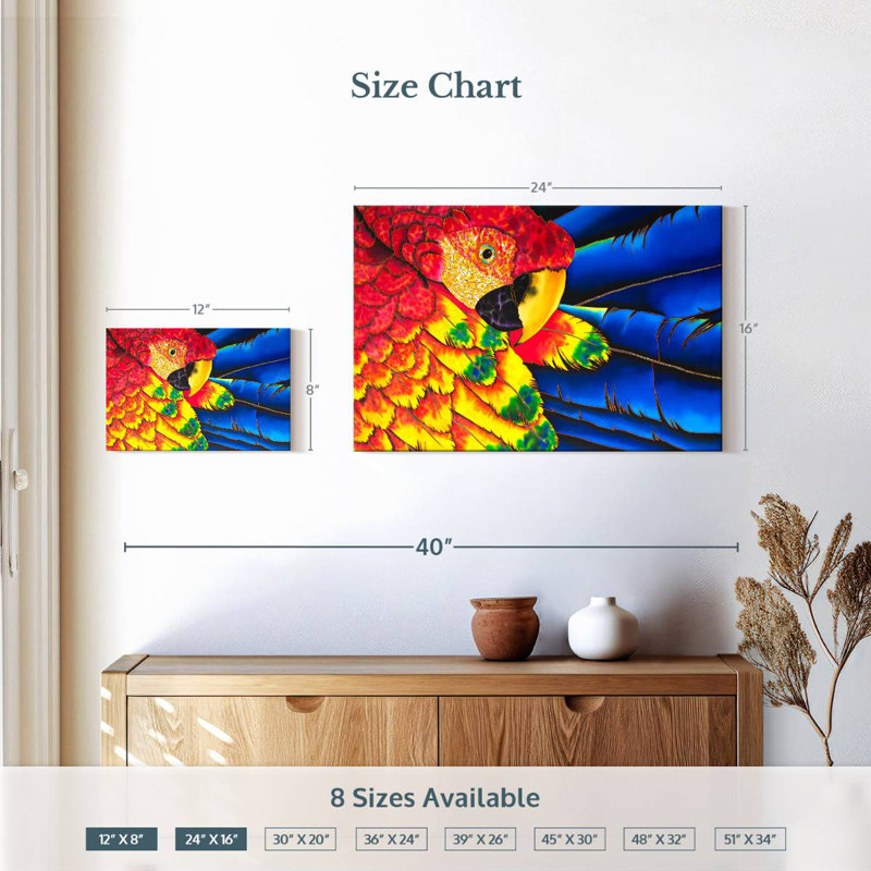 Brampt Scarlet Macaw Splendor, 16" H x 24" W