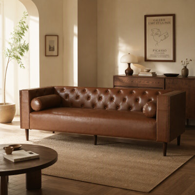 90.01'' Faux Leather Sofa