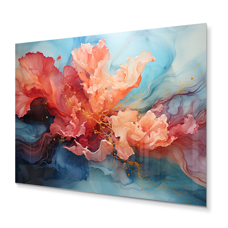 " Orange And Blue Abstract Storm ", 12" H x 20" W