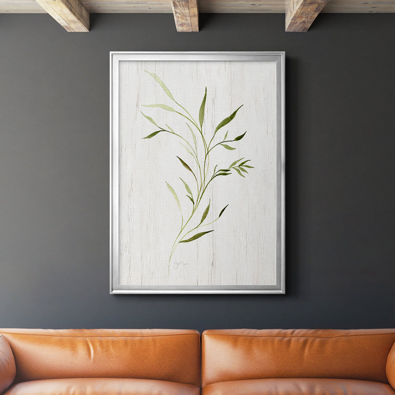 Toile encadrée de qualité supérieure Windblown Leaves II - prête à être accrochée, Argent, H 30,5 po x l 22,5 po